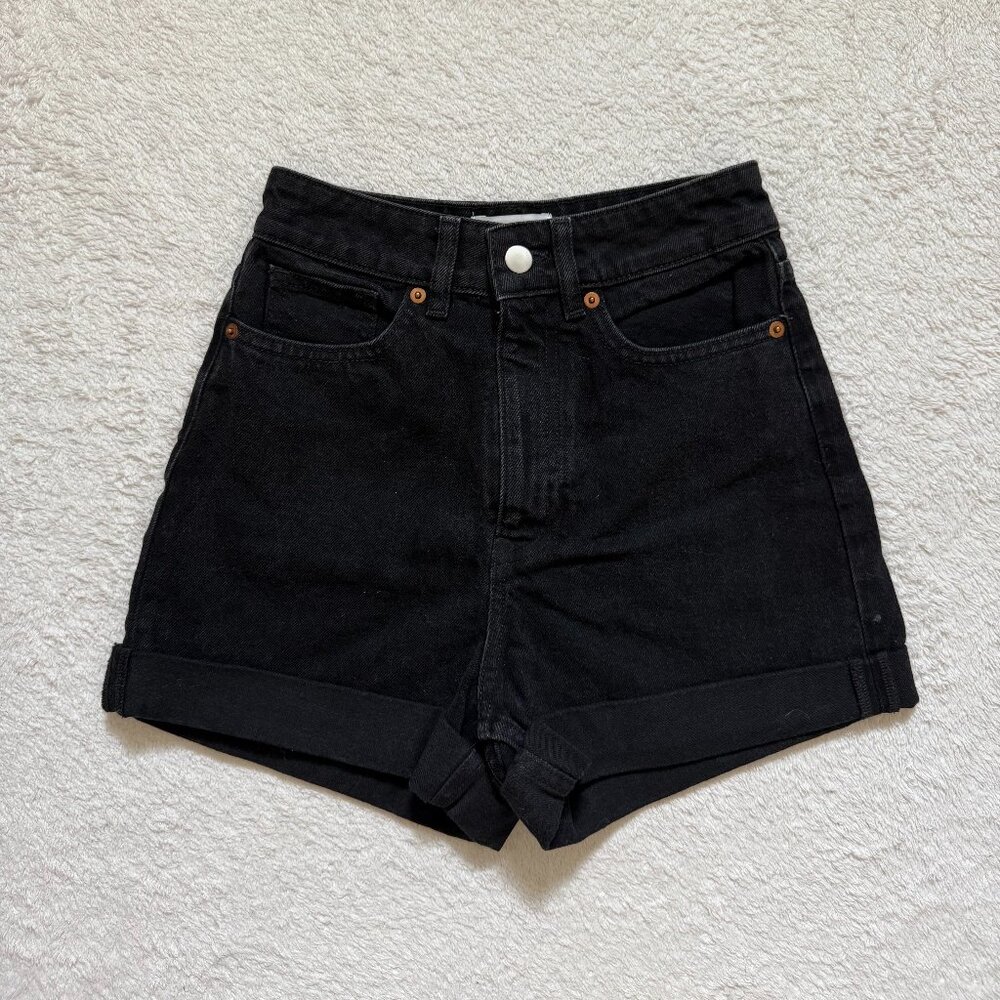 H&M High-Waist Black Denim Shorts